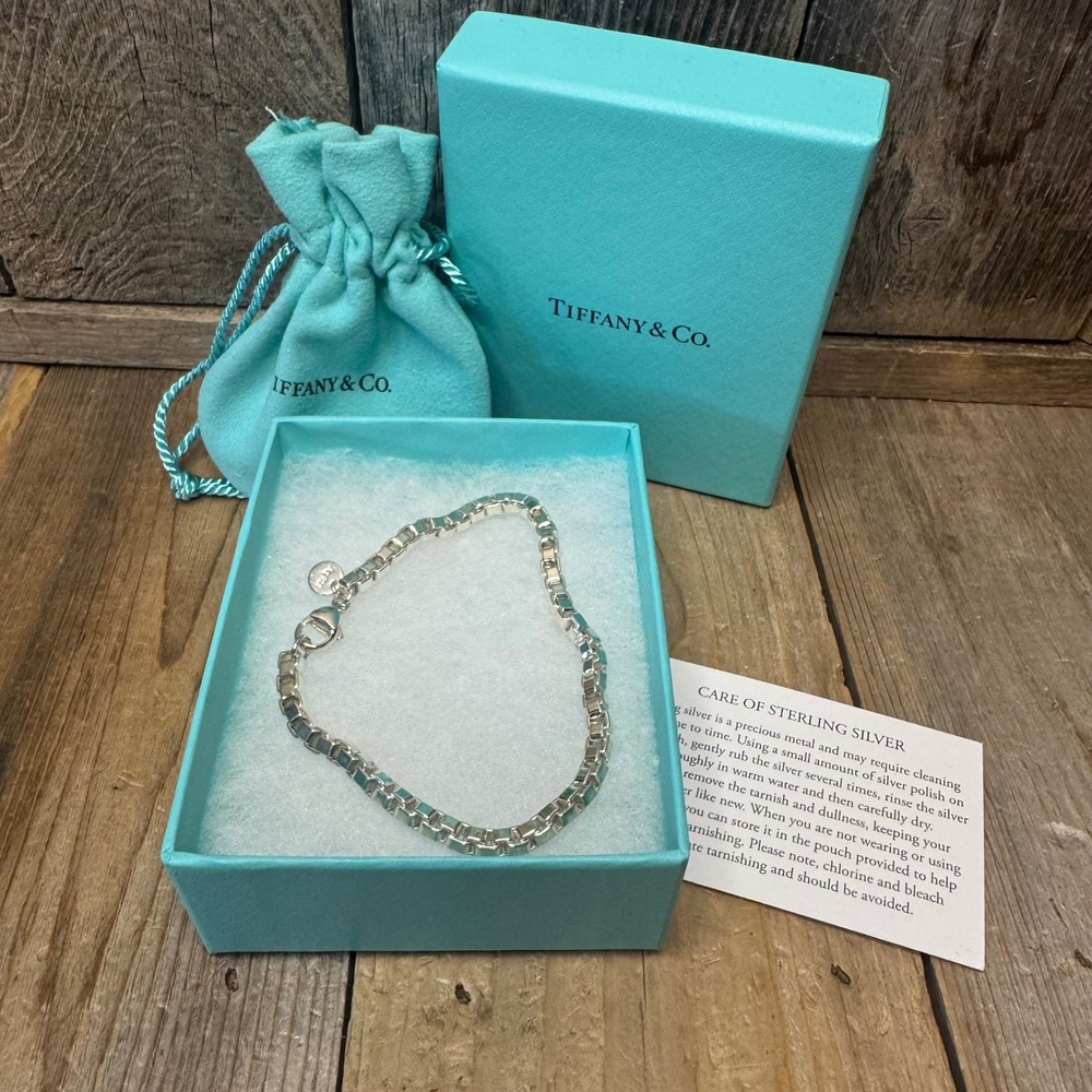 Tiffany & Co. Venetian Link‎ Chain Bracelet 925 Sterling Silver 7.5" Unisex NWOT